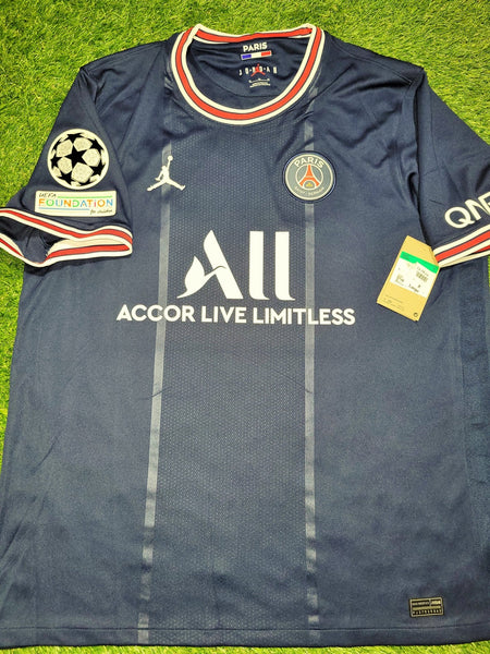 Messi Paris Saint Germain PSG Jordan 2021 - 2022 UEFA DEBUT Home Jersey Camiseta Shirt XL SKU# CV7903-411 Jordan