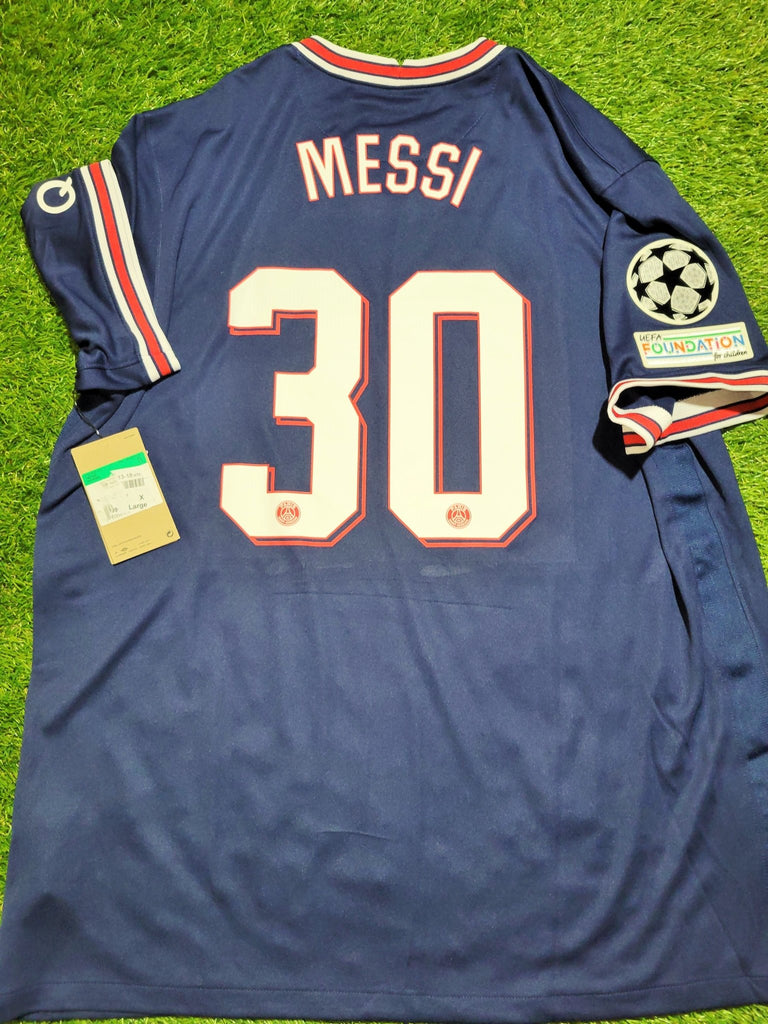 Messi Paris Saint Germain PSG Jordan 2021 - 2022 UEFA DEBUT Home Jersey Camiseta Shirt XL SKU# CV7903-411 Jordan