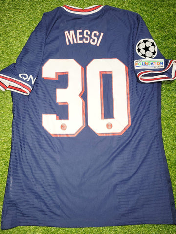 Messi Paris Saint Germain PSG Jordan 2021 2022 UEFA DEBUT Home Soccer Jersey Shirt L SKU# CV7851-411 Jordan