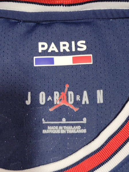 Messi Paris Saint Germain PSG Jordan 2021 2022 UEFA DEBUT Home Soccer Jersey Shirt L SKU# CV7851-411 Jordan