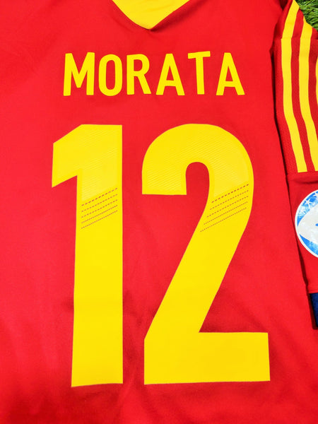 Morata Spain MATCH WORN 2013 U-21 EUROPEAN CHAMPIONSHIP Jersey Camiseta Espana Shirt L SKU# X53328 foreversoccerjerseys