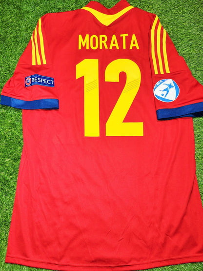 Morata Spain MATCH WORN 2013 U-21 EUROPEAN CHAMPIONSHIP Jersey Camiseta Espana Shirt L SKU# X53328 foreversoccerjerseys