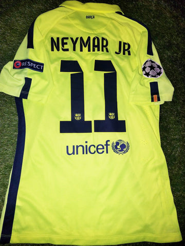 Neymar Barcelona 2014 2015 TREBLE SEASON UEFA PLAYER ISSUE Jersey Shirt Camiseta L foreversoccerjerseys