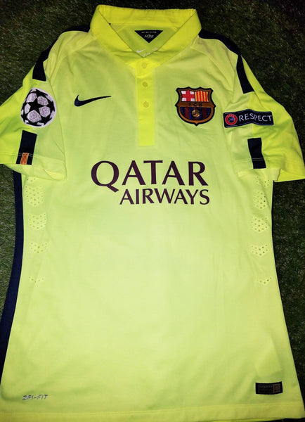 Neymar Barcelona 2014 2015 TREBLE SEASON UEFA PLAYER ISSUE Jersey Shirt Camiseta L foreversoccerjerseys