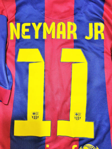 Neymar Barcelona UEFA FINAL TREBLE 2014 2015 PLAYER ISSUE Soccer Jersey Shirt M SKU# 605328-422 Nike