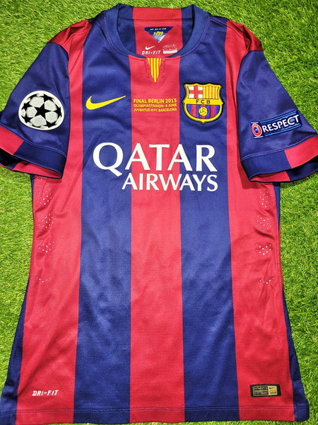 Neymar Barcelona UEFA FINAL TREBLE 2014 2015 PLAYER ISSUE Soccer Jersey Shirt M SKU# 605328-422 Nike