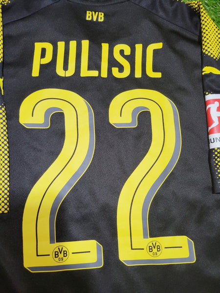Pulisic Borussia Dortmund 2017 - 2018 Puma Away Soccer Jersey Shirt L SKU# 751672 Puma