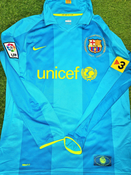 Puyol Barcelona Anniversary Blue 2007 2008 Jersey Shirt Camiseta Maglia L SKU# 244534-414 foreversoccerjerseys