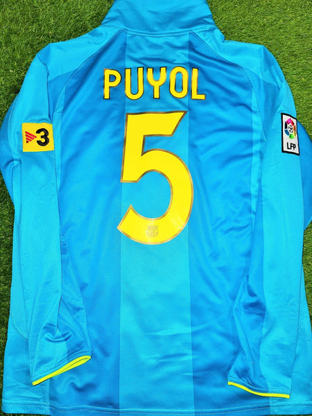 Puyol Barcelona Anniversary Blue 2007 2008 Jersey Shirt Camiseta Maglia L SKU# 244534-414 foreversoccerjerseys