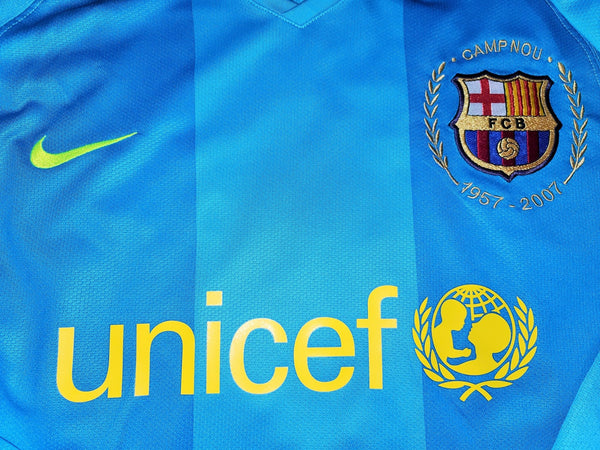 Puyol Barcelona Anniversary Blue 2007 2008 Jersey Shirt Camiseta Maglia L SKU# 244534-414 foreversoccerjerseys