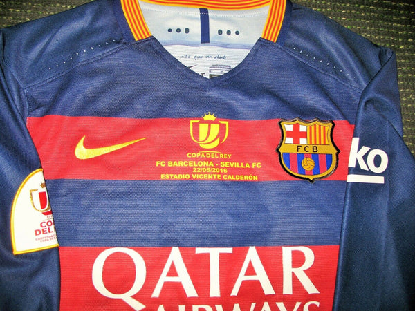 Rafinha Barcelona MATCH ISSUED 2015 2016 Long Sleeve Jersey Shirt Camiseta M - foreversoccerjerseys