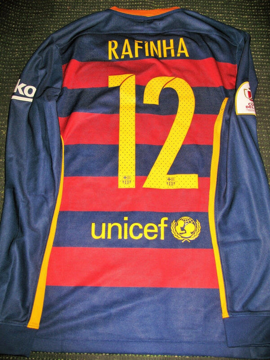 Rafinha Barcelona MATCH ISSUED 2015 2016 Long Sleeve Jersey Shirt Camiseta M - foreversoccerjerseys