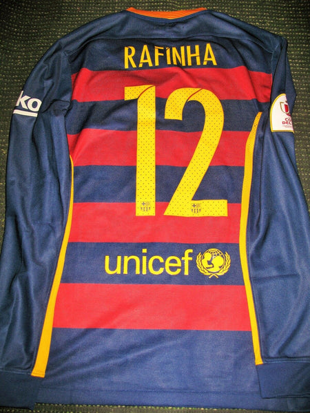 Rafinha Barcelona MATCH ISSUED 2015 2016 Long Sleeve Jersey Shirt Camiseta M - foreversoccerjerseys