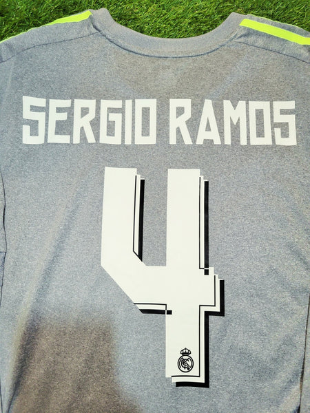 Ramos Real Madrid 2015 2016 Gray Away Long Sleeve Jersey Camiseta Shirt XL SKU# S12686 foreversoccerjerseys