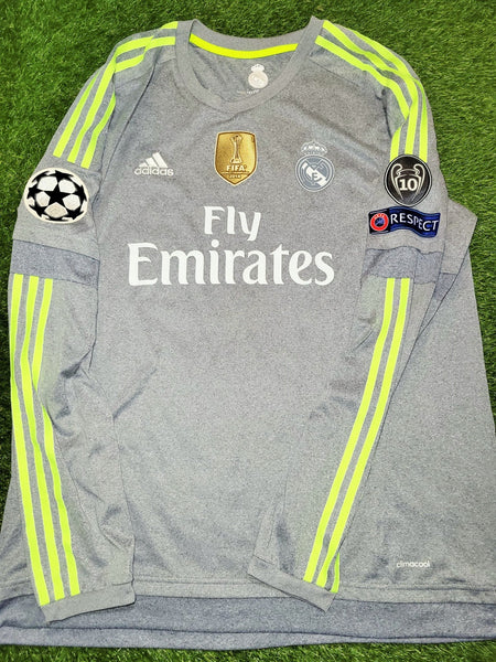 Ramos Real Madrid 2015 2016 Gray Away Long Sleeve Jersey Camiseta Shirt XL SKU# S12686 foreversoccerjerseys