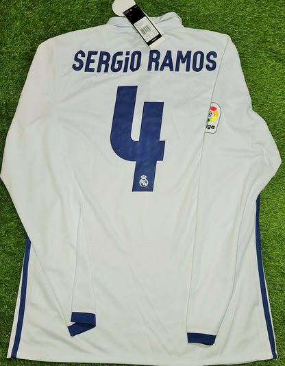 Ramos Real Madrid 2016 2017 Home Long Sleeve Jersey Shirt Camiseta BNWT M SKU# AI5184 foreversoccerjerseys