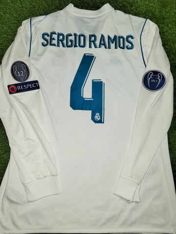 Ramos Real Madrid 2017 2018 UEFA Long Sleeve Soccer Jersey Shirt L SKU# B31106 Adidas