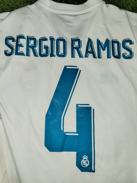 Ramos Real Madrid 2017 2018 UEFA Long Sleeve Soccer Jersey Shirt L SKU# B31106 Adidas