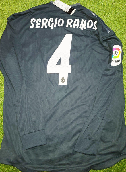 Ramos Real Madrid 2018 2019 Black Away CLIMACHILL PLAYER ISSUE Jersey Shirt Camiseta BNWT XL SKU# DQ0868 foreversoccerjerseys