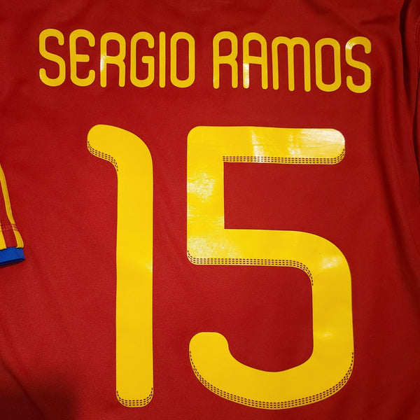 Ramos Spain 2010 WORLD CUP SEMI FINAL Jersey Espana Camiseta Trikot Shirt L SKU# P47902 foreversoccerjerseys