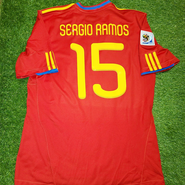 Ramos Spain 2010 WORLD CUP SEMI FINAL Jersey Espana Camiseta Trikot Shirt L SKU# P47902 foreversoccerjerseys