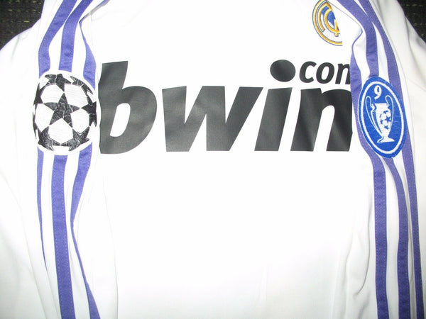 Raul Real Madrid 2007 2008 UEFA Long Sleeve Jersey Shirt Camista Trikot - foreversoccerjerseys