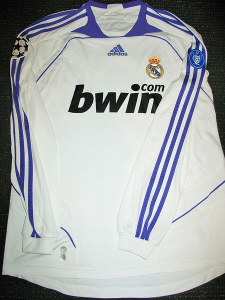 Raul Real Madrid 2007 2008 UEFA Long Sleeve Jersey Shirt Camista Trikot - foreversoccerjerseys