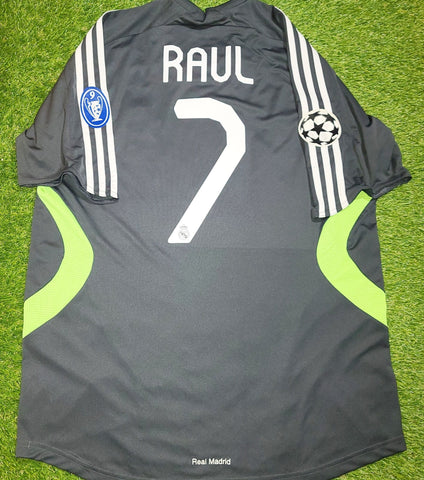 Raul Real Madrid 2007 2008 UEFA Third Black Jersey Shirt Camista Trikot SKU# 697225 foreversoccerjerseys