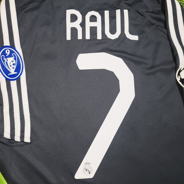 Raul Real Madrid 2007 2008 UEFA Third Black Jersey Shirt Camista Trikot SKU# 697225 foreversoccerjerseys