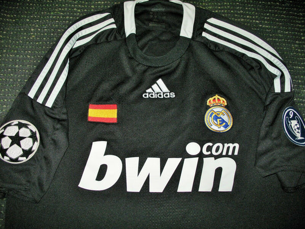 Raul Real Madrid 2008 2009 UEFA Black Jersey Shirt Camiseta Maglia M - foreversoccerjerseys