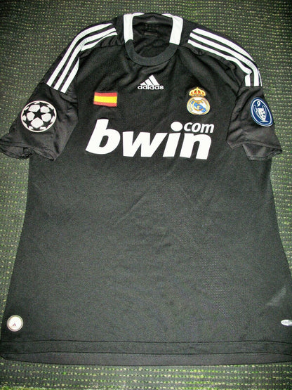 Raul Real Madrid 2008 2009 UEFA Black Jersey Shirt Camiseta Maglia M - foreversoccerjerseys