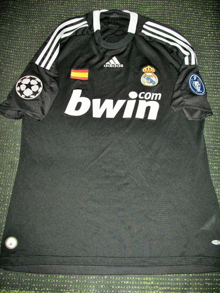 Raul Real Madrid 2008 2009 UEFA Black Jersey Shirt Camiseta Maglia M - foreversoccerjerseys