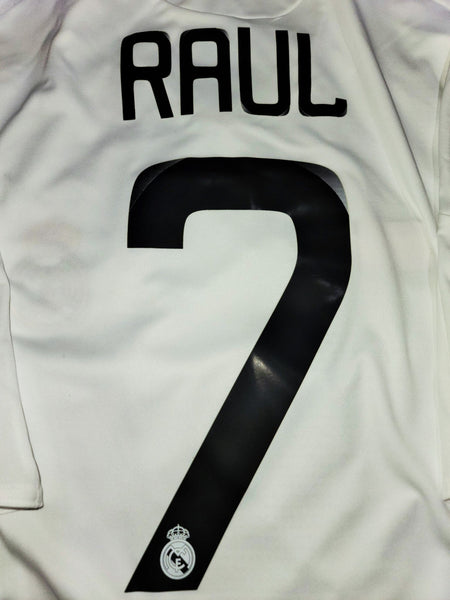 Raul Real Madrid 2008 2009 UEFA Home Jersey Shirt Camiseta Maglia L BNWT SKU# 051101 AZB001 foreversoccerjerseys