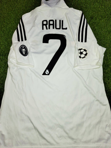 Raul Real Madrid 2008 2009 UEFA Home Jersey Shirt Camiseta Maglia L BNWT SKU# 051101 AZB001 foreversoccerjerseys