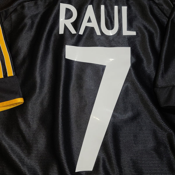 Raul Real Madrid Black Away UEFA FINAL 1999 2000 Jersey Shirt Camiseta Maglia L foreversoccerjerseys