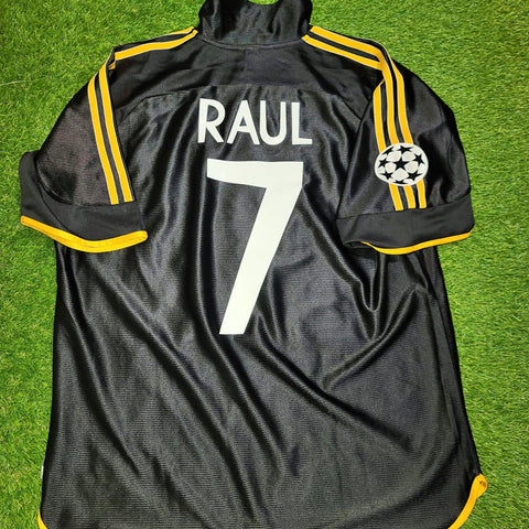 Raul Real Madrid Black Away UEFA FINAL 1999 2000 Jersey Shirt Camiseta Maglia L foreversoccerjerseys