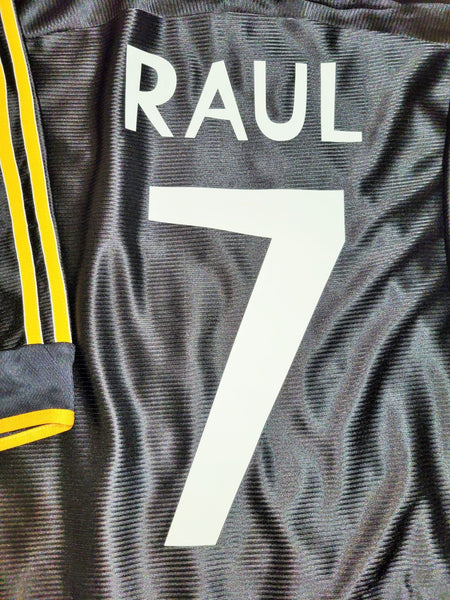 Raul Real Madrid Black Away UEFA FINAL 1999 2000 Soccer Jersey XL Adidas