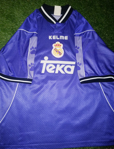 Raul Real Madrid Kelme 1997 1998 Away Purple Jersey Camiseta Trikot Shirt XL foreversoccerjerseys