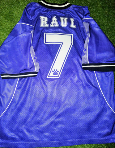 Raul Real Madrid Kelme 1997 1998 Away Purple Jersey Camiseta Trikot Shirt XL foreversoccerjerseys