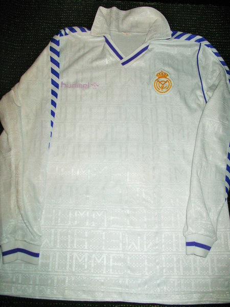 Real Madrid Hummel 1988 1989 1990 Jersey Camiseta Shirt L - foreversoccerjerseys