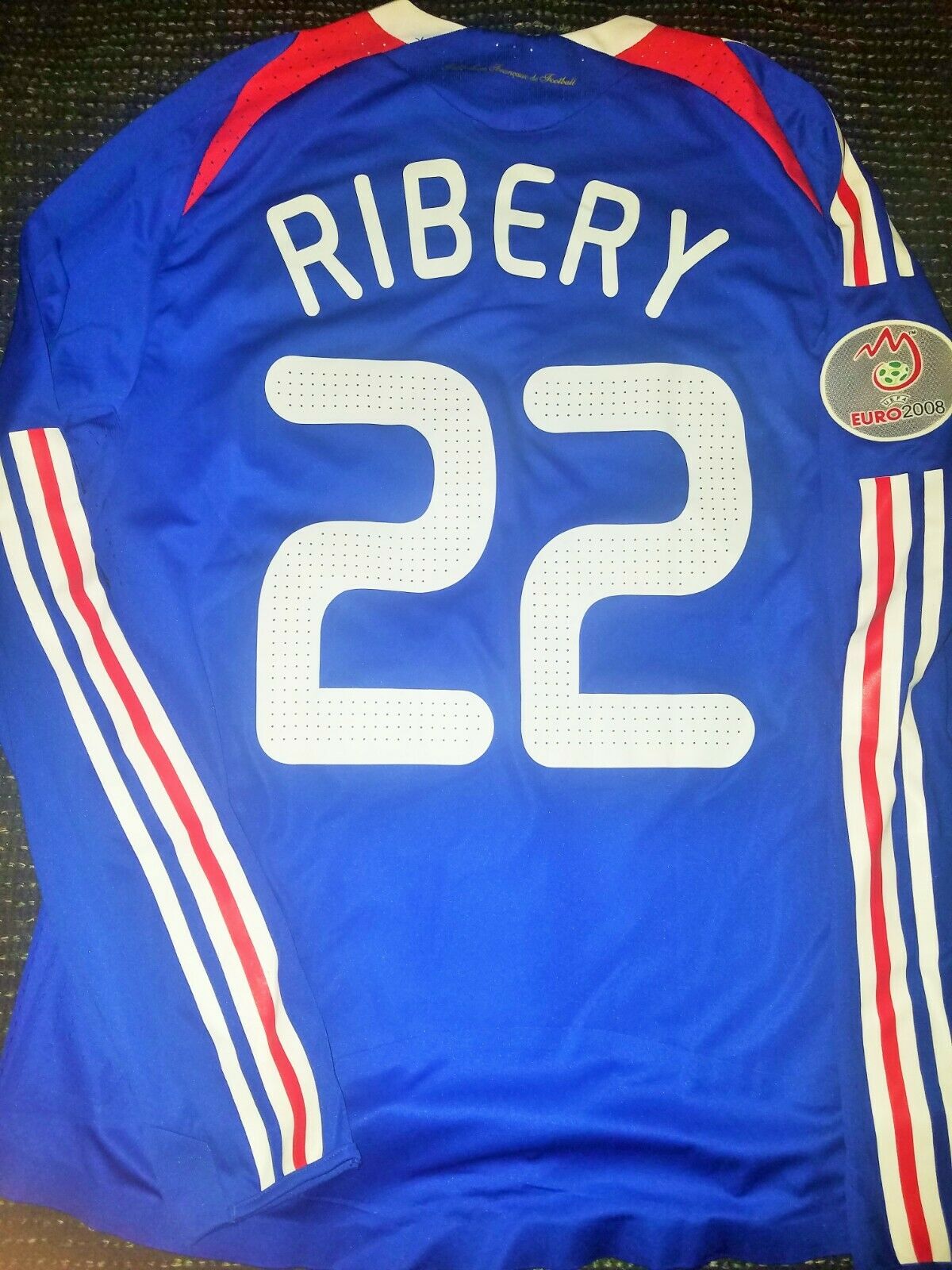 Ribery France 2007 MATCH WORN EURO CUP QUALIFIERS Long Sleeve Jersey Maillot Shirt M - foreversoccerjerseys