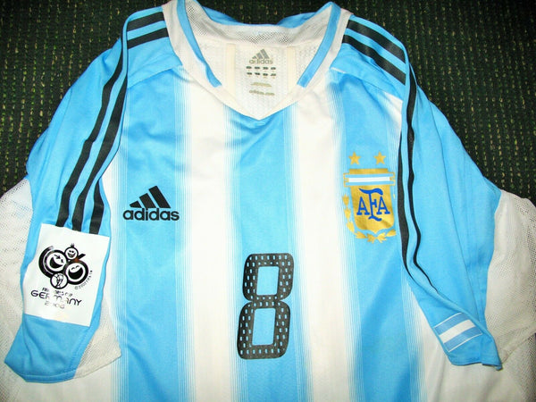 Riquelme Argentina 2005 MATCH WORN Jersey Boca Juniors Shirt Camiseta L - foreversoccerjerseys