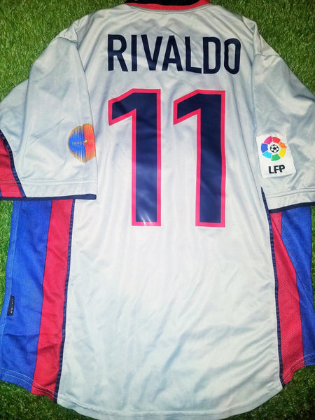 Rivaldo Barcelona 1999 2000 Centenary Grey Jersey Shirt Camiseta L foreversoccerjerseys