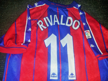 Rivaldo Kappa Barcelona PLAYER ISSUE 1997 1998 Jersey Shirt Camiseta M - foreversoccerjerseys