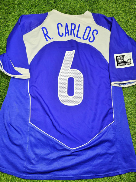Roberto Carlos Nike Brazil 2004 2005 CONFEDERATIONS CUP Away Jersey Shirt Camiseta L SKU# 116601 Nike