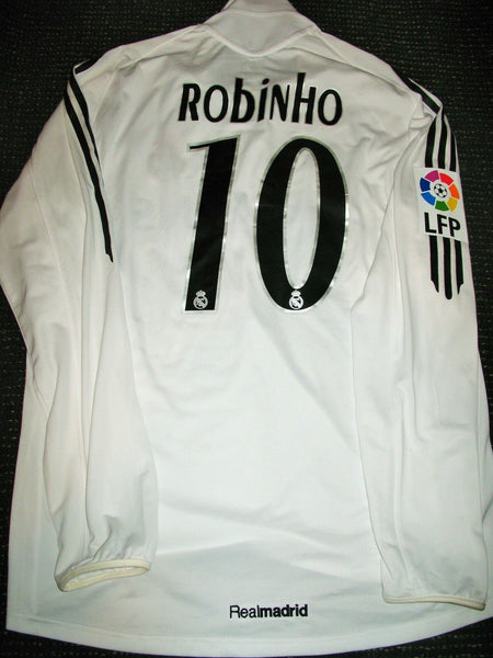 Robinho Real Madrid MATCH WORN 2005 2006 Long Sleeve Jersey Shirt Camiseta L - foreversoccerjerseys