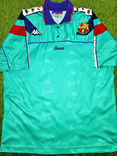 Romario Kappa Barcelona UEFA Champions League 1994 1995 Away Green Jersey Shirt Camiseta L foreversoccerjerseys