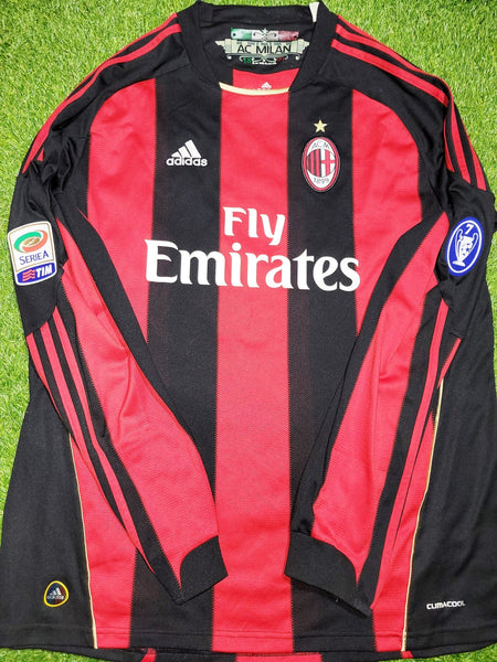 Ronaldinho AC Milan 2010 2011 Home Long Sleeve Soccer Jersey Shirt XL SKU# P96287 Adidas
