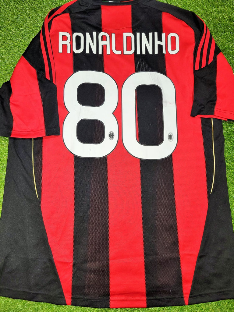 Ronaldinho AC Milan Adidas Soccer Jersey Shirt 09/10 Size L with w\Calcio  Batch