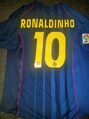 Ronaldinho Barcelona 2004 2005 Blue Jersey Shirt Camiseta L - foreversoccerjerseys